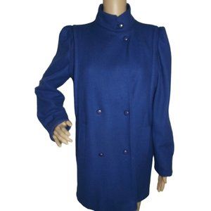 Vintage New York Girl Wool Coat Women's Junior Size 9 Royal Cobalt Blue jacket